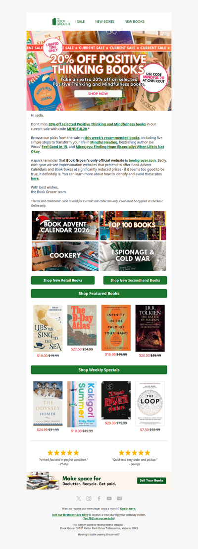 Ends soon! 20% off Positive Thinking and Mindfulness books🧠