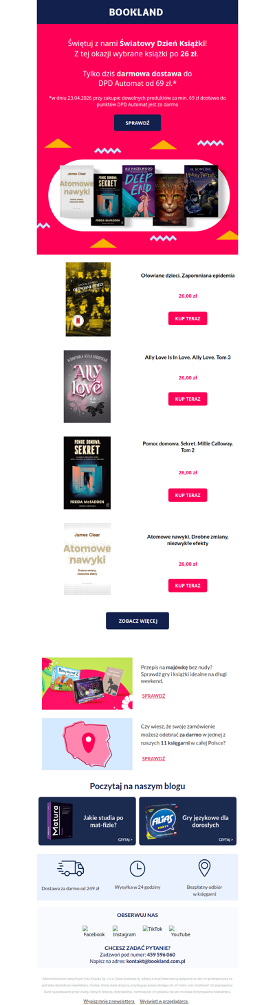 Książki po 26 zł🔥 Do końca dnia darmowa dostawa DPD Automat od 69 zł!🔥