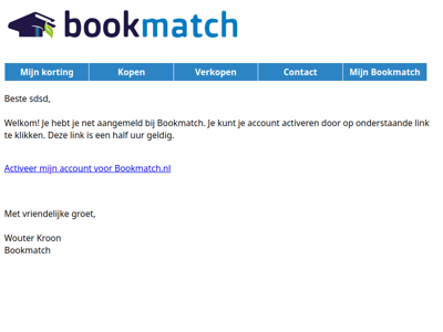 Activeer je Bookmatch account