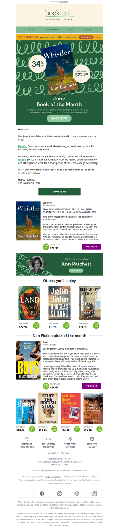 📚 Book of the Month: Whistler by Ann Patchett