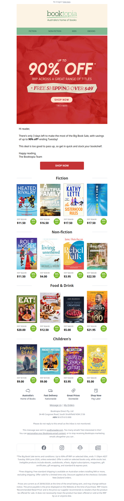 3 Days left: Up to 90% off* the Big Book Sale 📚🔥