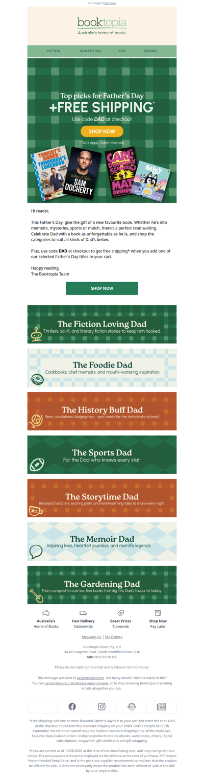Free shipping with select Father's Day titles