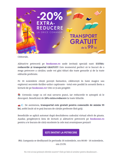 -20% EXTRA-reducere și transport GRATUIT pe bookzone.ro. Află cum!