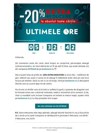 Tic-tac… Campania EXTRA20 se încheie în curând!