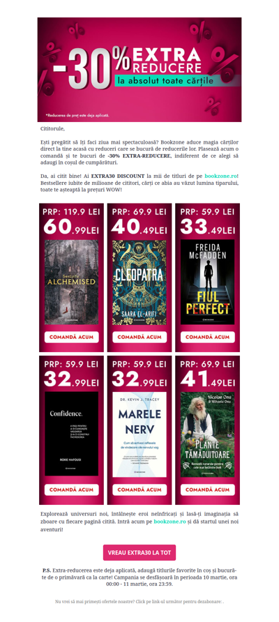 -30% EXTRA-REDUCERE la mii de titluri de pe bookzone.ro