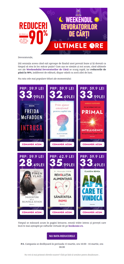 Tic-tac! Nu rata ultimele ore cu reduceri de până la 90%, pe bookzone.ro