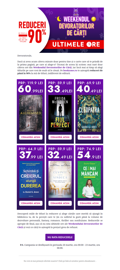 Ultimele ore sunt aici! Nu pierde reducerile de până la 90%