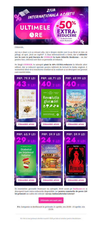 EXTRA50 ajunge la final! Nu rata cele mai mari extra-reduceri din an!