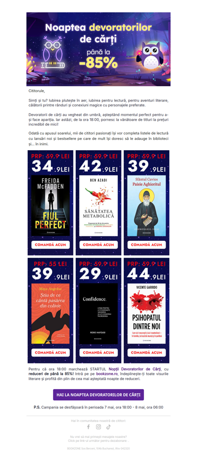 Cea mai așteptată noapte de reduceri începe ACUM pe bookzone.ro!