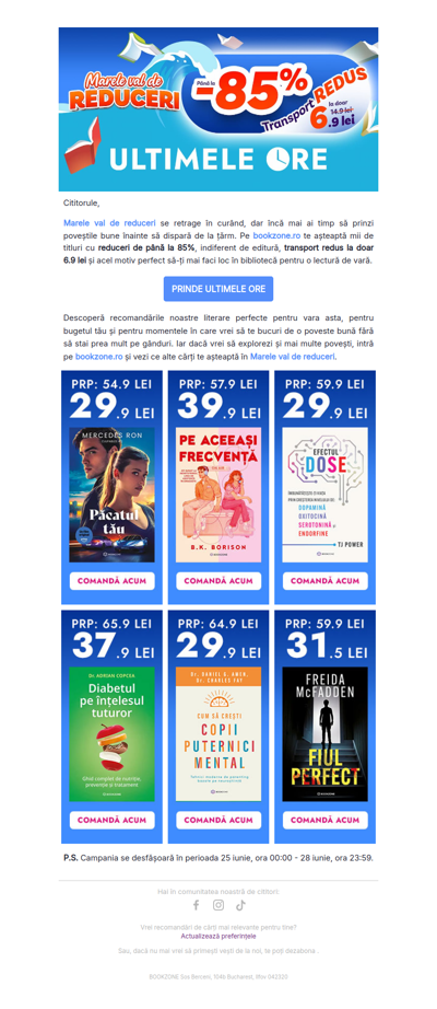 Marele val de reduceri ajunge la final! Nu rata ofertele de pe bookzone.ro