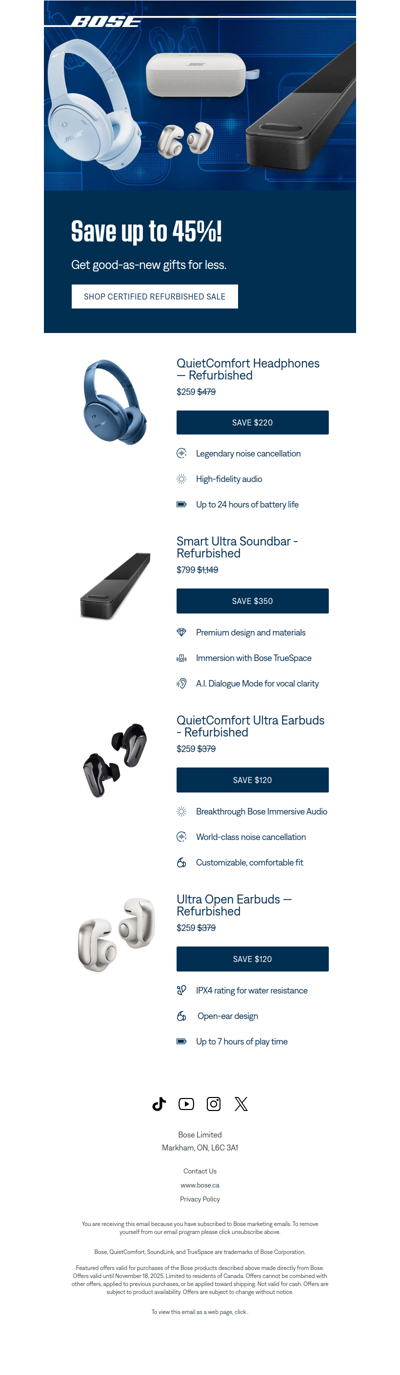 Get up to 45% off during our refurbished sale.