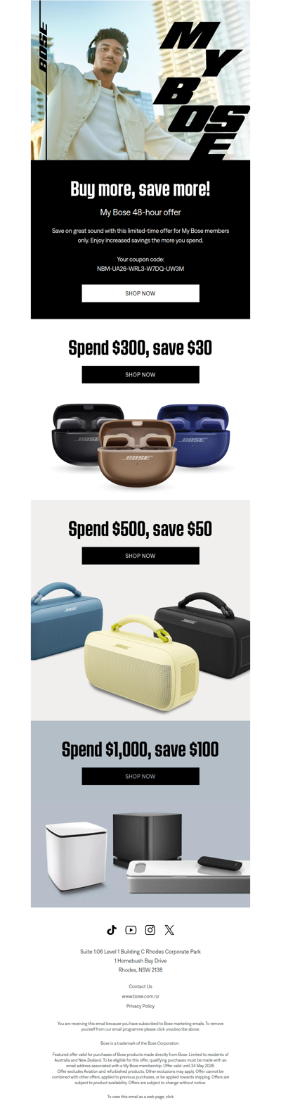 48-hour My Bose exclusive offer: save up to $100!