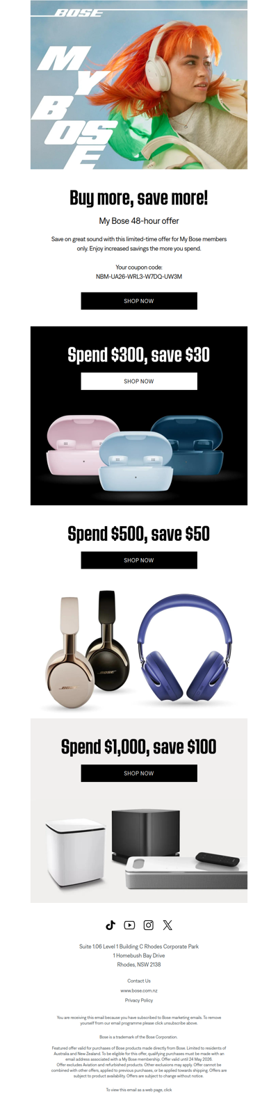 My Bose offer ends tonight! Save up to $100!
