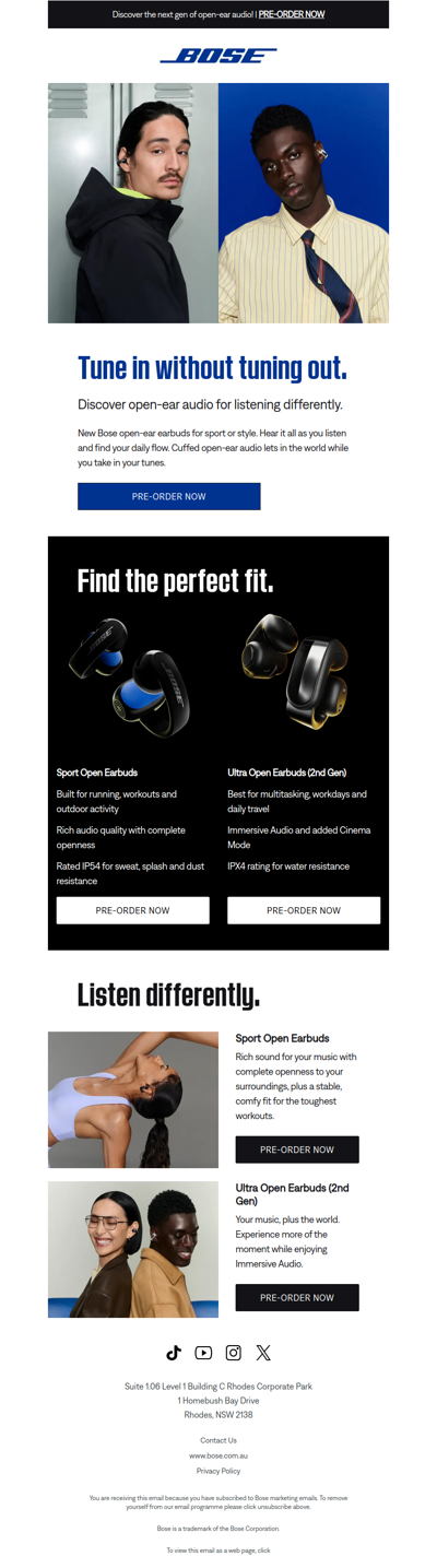 Discover new open-ear earbuds for sport or style!