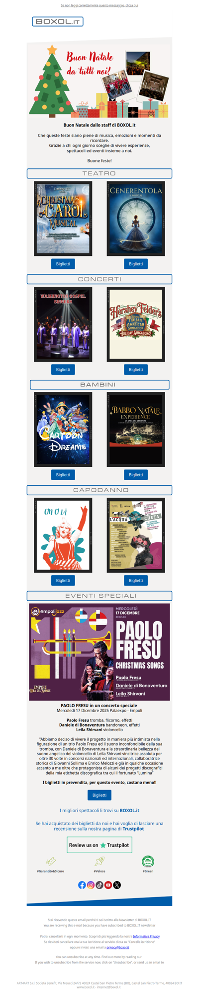 🎅Buon Natale con tanti spettacoli in tutta Italia