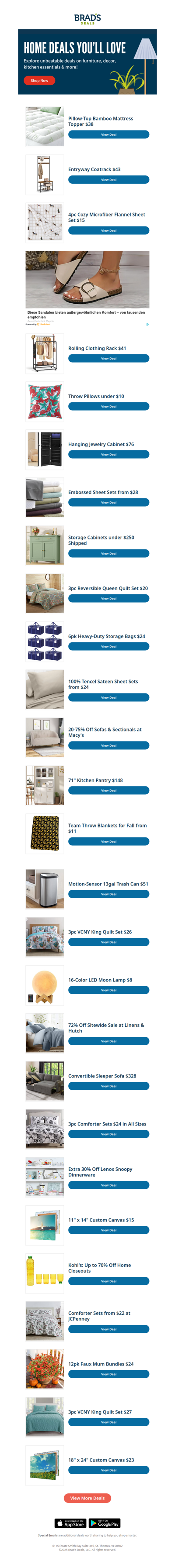 Deals on Furniture, Bedding, Home Decor & More