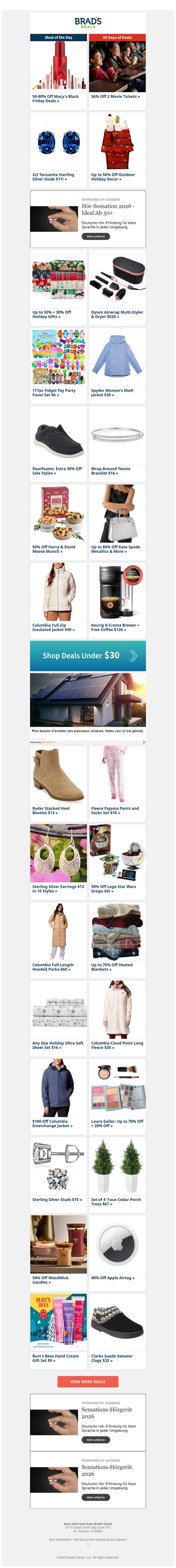 $11 Tanzanite Studs | 80% Off Macy's | 56% Off 2 Movie Tickets | 50% Off Moose Munch | $10 PJs & Socks | $9 Burt's Bees Gift Set