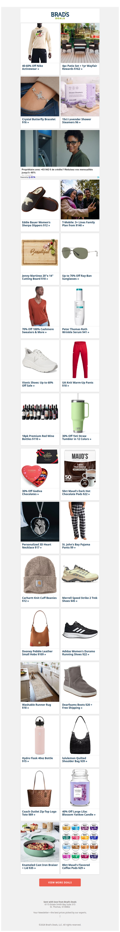 60% Off Nike Activewear | $162 4pc Patio Set | $16 Butterfly Bracelet | $6 15ct Shower Steamers | $12 Sherpa Slippers | $140 T-Mobile Family Plan & More