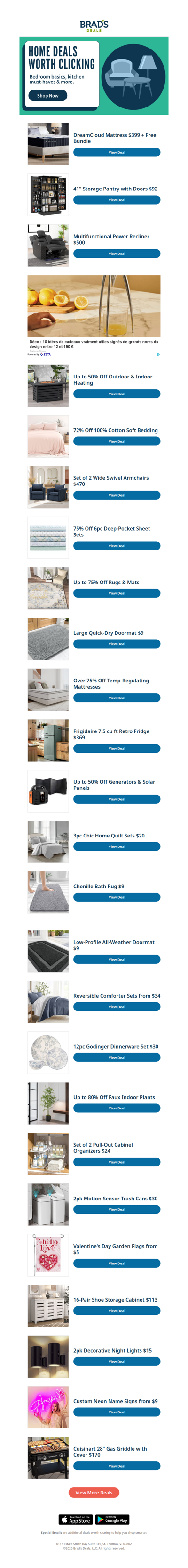 Deals on Furniture, Bedding, Home Décor & More