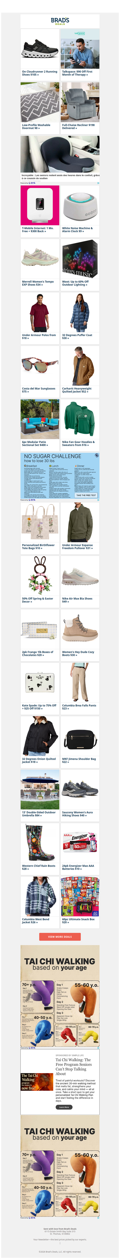 $105 On Cloudrunner 2 | $90 Off Talkspace | $8 Washable Doormat | $198 Recliner | 1 Mo. Free Home Internet | $9 White Noise Machine & More