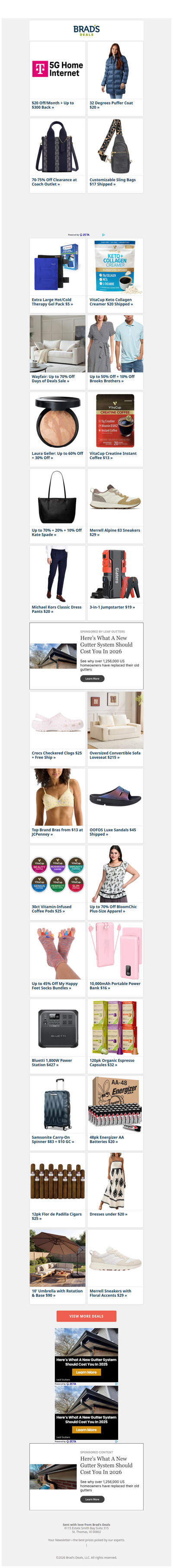 $20 Off T-Mobile Internet | $20 Puffer Coat | 75% Off Coach Outlet | $17 Customized Sling Bag | $5 Hot/Cold Gel Pack | $20 Keto Creamer & More