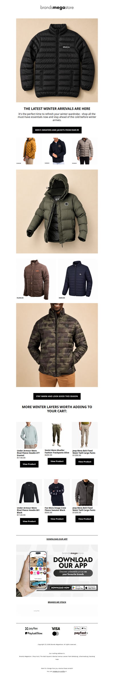 Branded Men’s Jackets & Sweaters From R349.99!