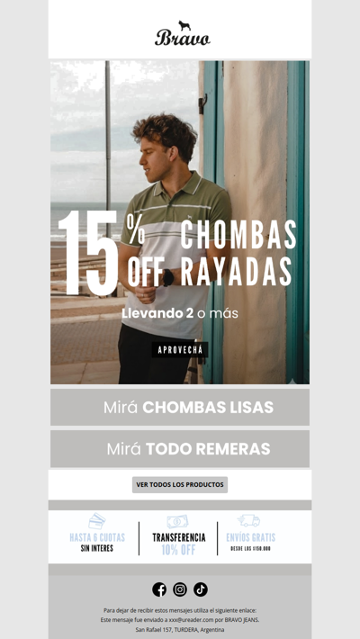 👕 Chombas rayadas con 15% OFF