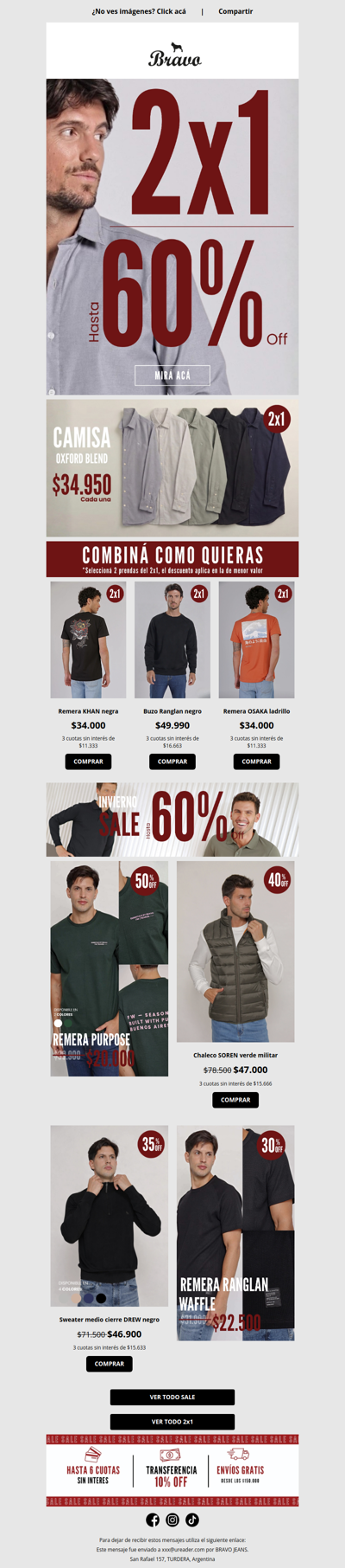 Elegí tu promo: 2x1 o 60% OFF🤯