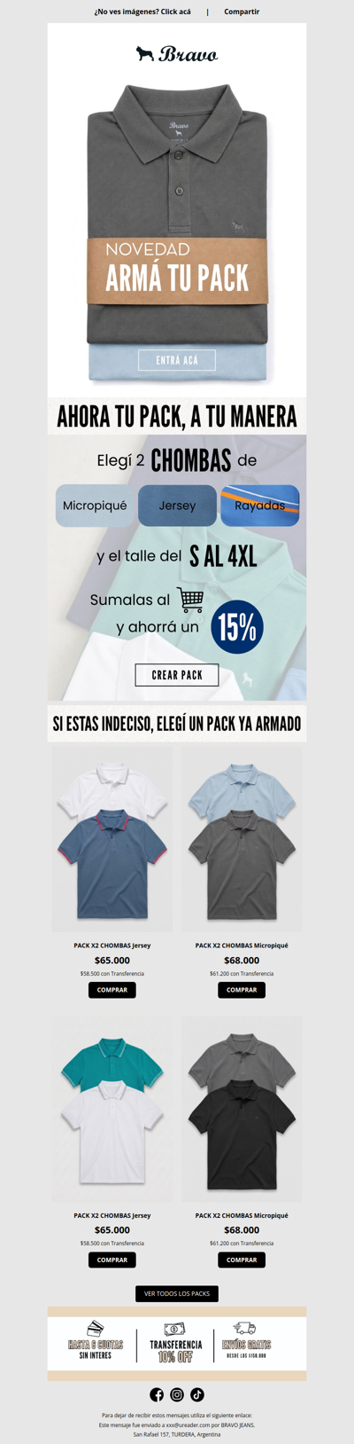 Armá tu pack de chombas x2 😉