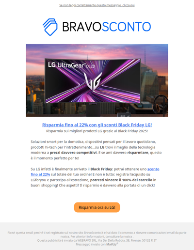 Approfitta di sconti fino al 22% per il Black Friday LG! 🖤