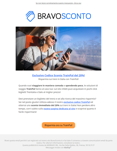 Risparmia il 20% sui treni in Italia con il nostro esclusivo coupon TrainPal!