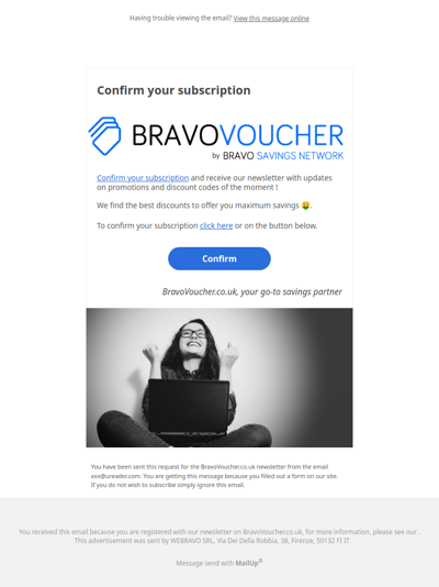 Please confirm your subscription to BravoVoucher.co.uk