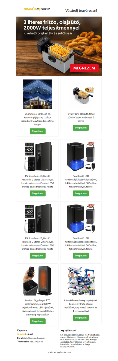 3 literes fritőz, olajsütő, 2000W teljesítménnyel, kivehető olajtartállyal, csak 12.490 Ft!