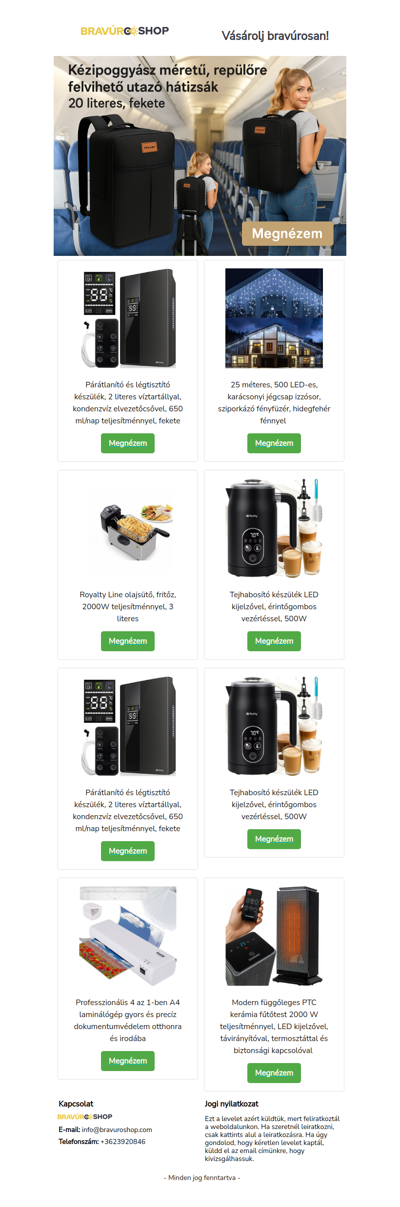 Kézipoggyász méretű, repülőre felvihető utazó hátizsák, 20 literes, fekete