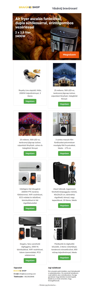 Air fryer aszalás funkcióval, dupla sütőkosárral, érintőgombos vezérléssel, 2400W, 7,2 liter!