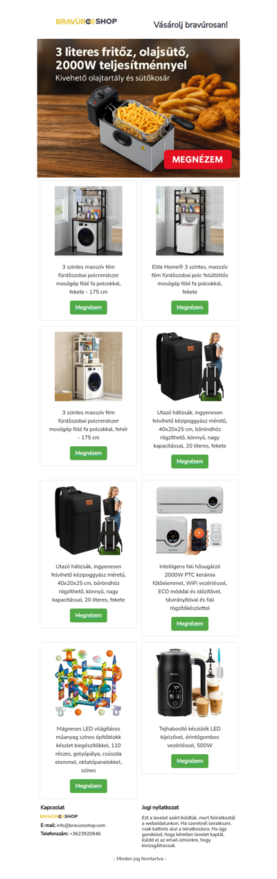 Újra kapható - 3 literes fritőz, olajsütő, 2000W teljesítménnyel, kivehető olajtartállyal, csak 12.490 Ft!