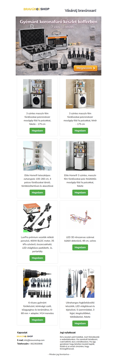 Újdonság: Gyémánt koronafúró készlet fém kofferben, 7 vagy 13 részes