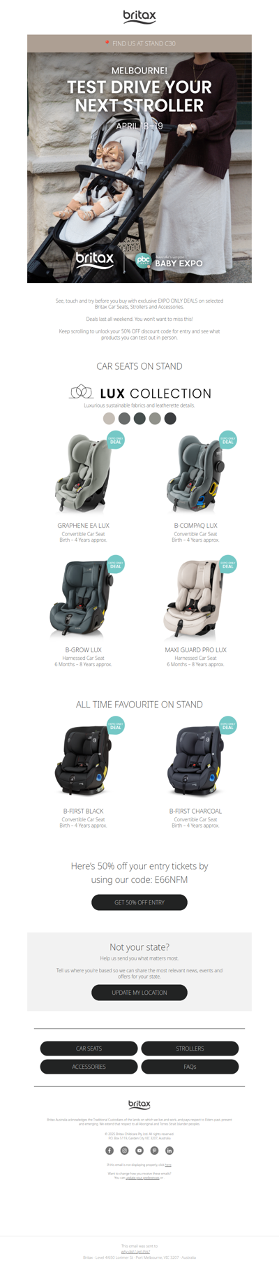 Melbourne! Find your perfect car seat at PBC
