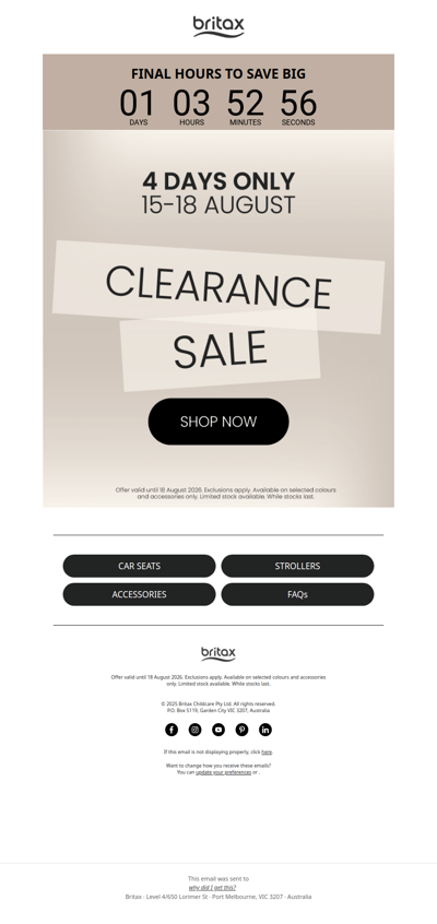 FINAL HOURS REMAINING: The Britax Clearance Sale is here 🚨