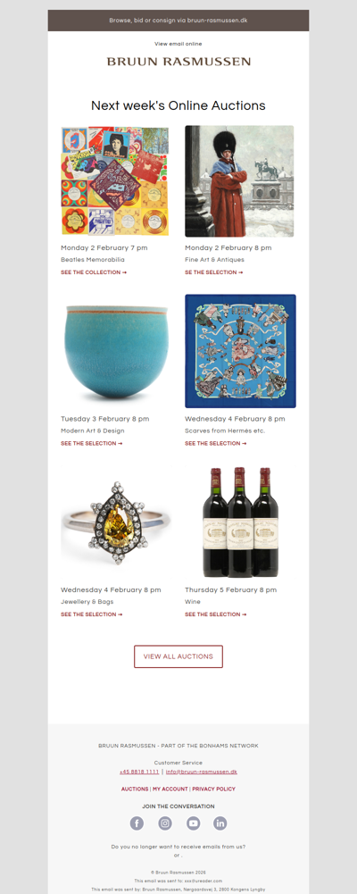 Next week's Online Auctions