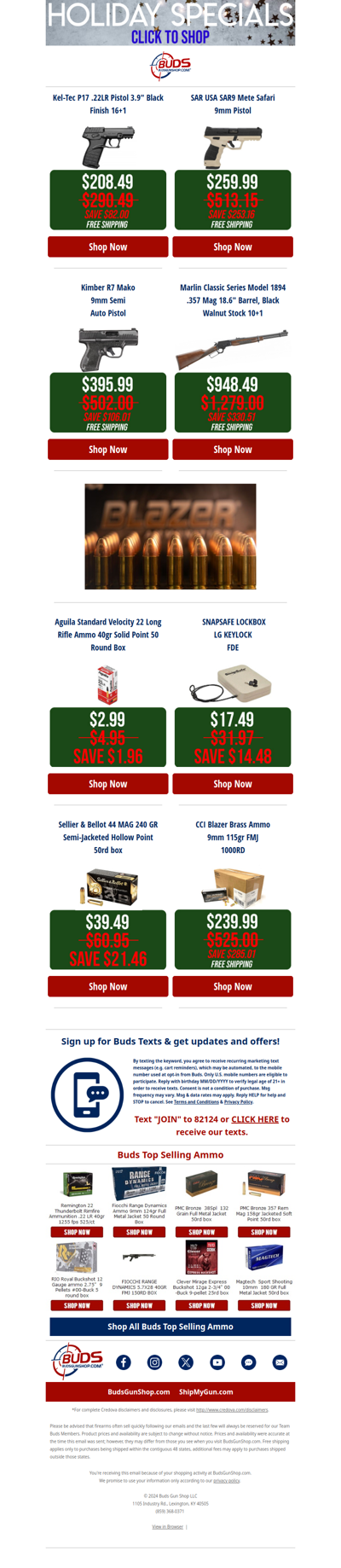 🔥Marlin, Kel-Tec, Sellier & Bellot and More Great Holiday Savings!⛄