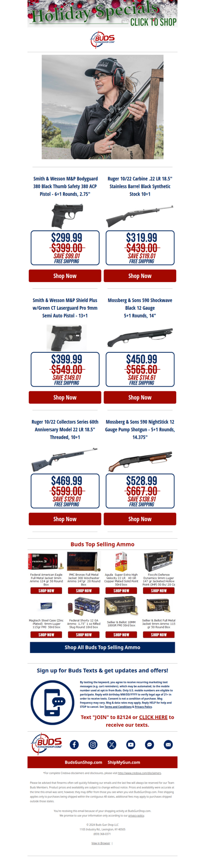 🎄S&W, Ruger, Mossberg and More Holiday Specials from Buds!🎁