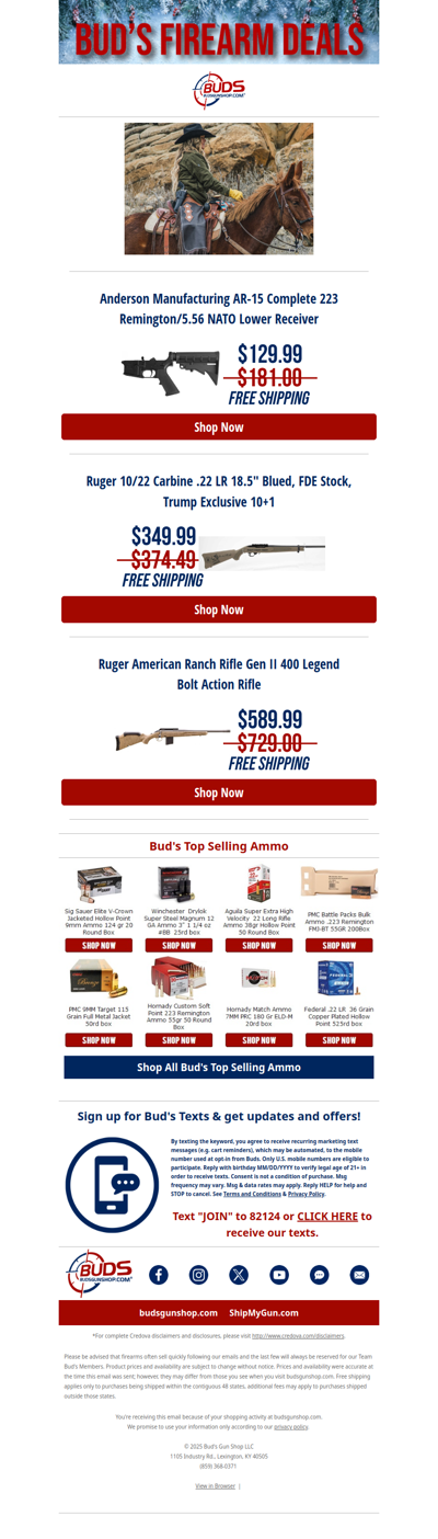 ➡️Anderson, Ruger and More Great Deals from Bud's!⬅️