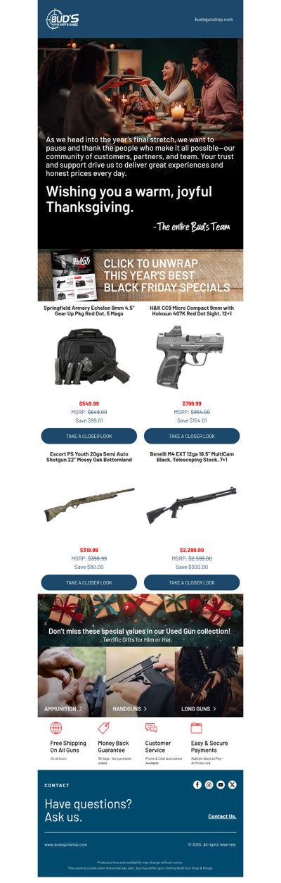 Bud's is Thankful for You!