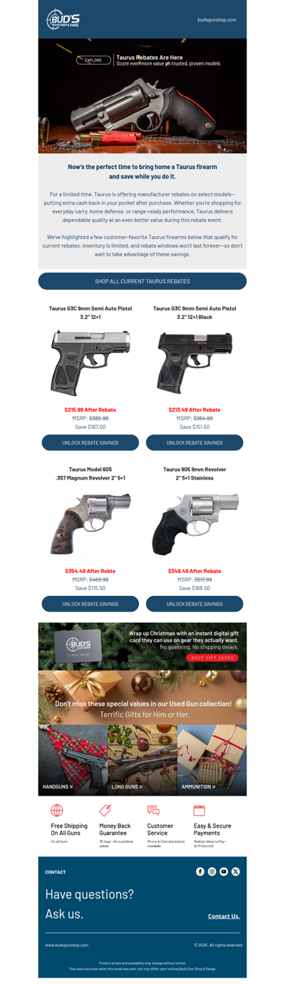 Save on Trusted Firearms: Taurus Rebates are Live