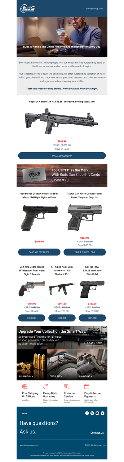 Come Inside and See Why Nearly 5 Million Customers Choose Bud's!