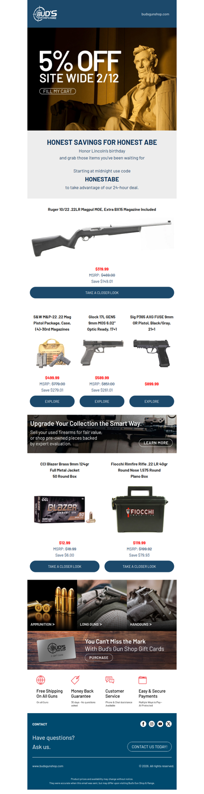 Celebrate Honest Abe With 5% Off