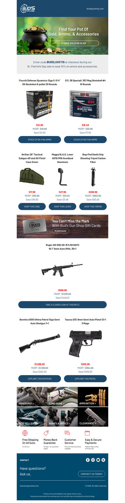 Don't Press Your Luck - Save 10% On Ammo & Accessories