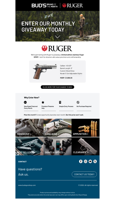 Enter for a Chance to Win This Month’s Featured Firearm