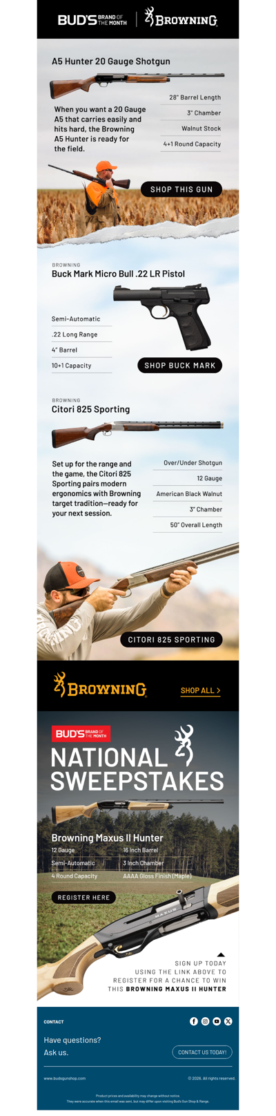 Bud's Welcomes Browning As Our Brand Of The Month